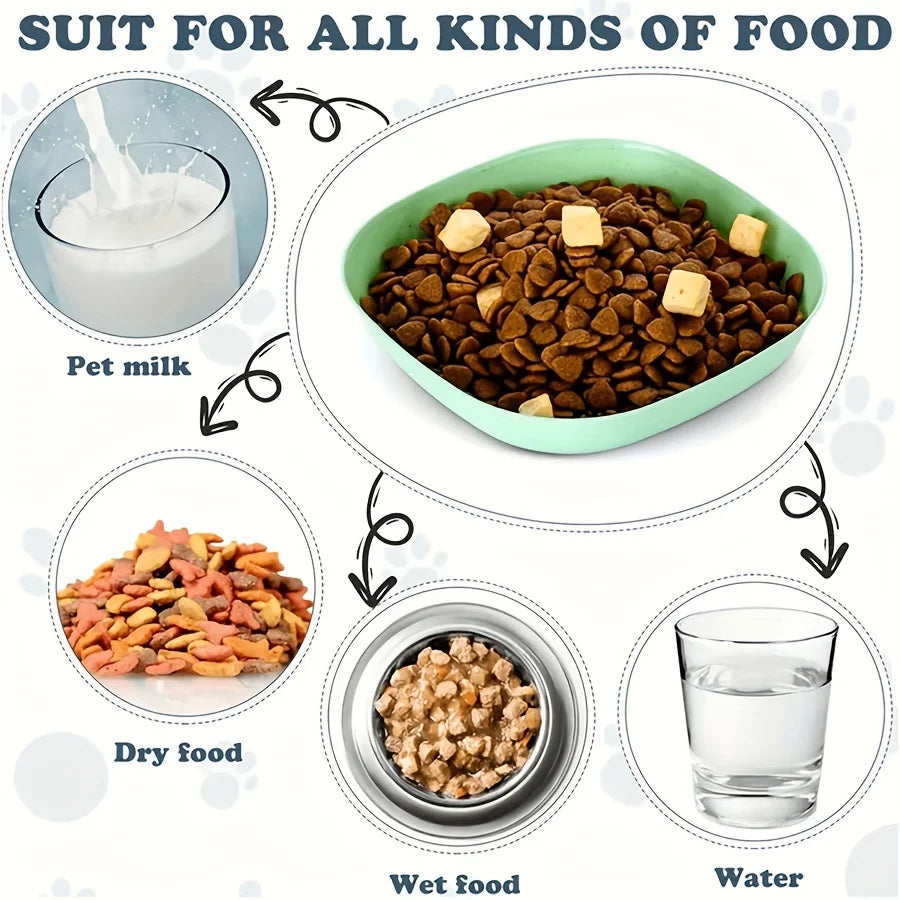 3/10/20pcs Non-Slip Plastic Cat Bowls Set Shallow Pet Food & Water Dishes Suitable for Kittens Short Leg Cat Ferrets Stray Cats