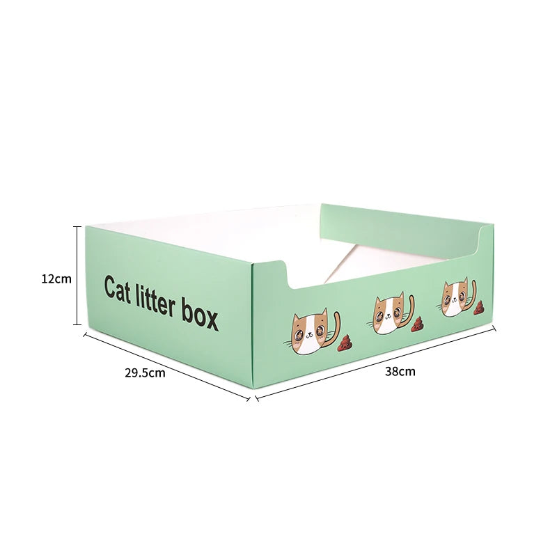Disposable Cat Litter Box Flodable Paper Cat Trays Lightweight Cardboard Box Waterproof Coating Safe Comfortable Toilet For Pets