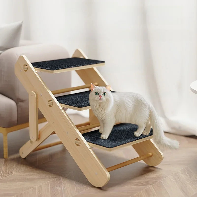 Foldable Puppy Stairs Multi-Functional Ramp for Dogs Cat Scratching Board Pet Dog Stairs Portable Climbing Wear-Resistant Ladder
