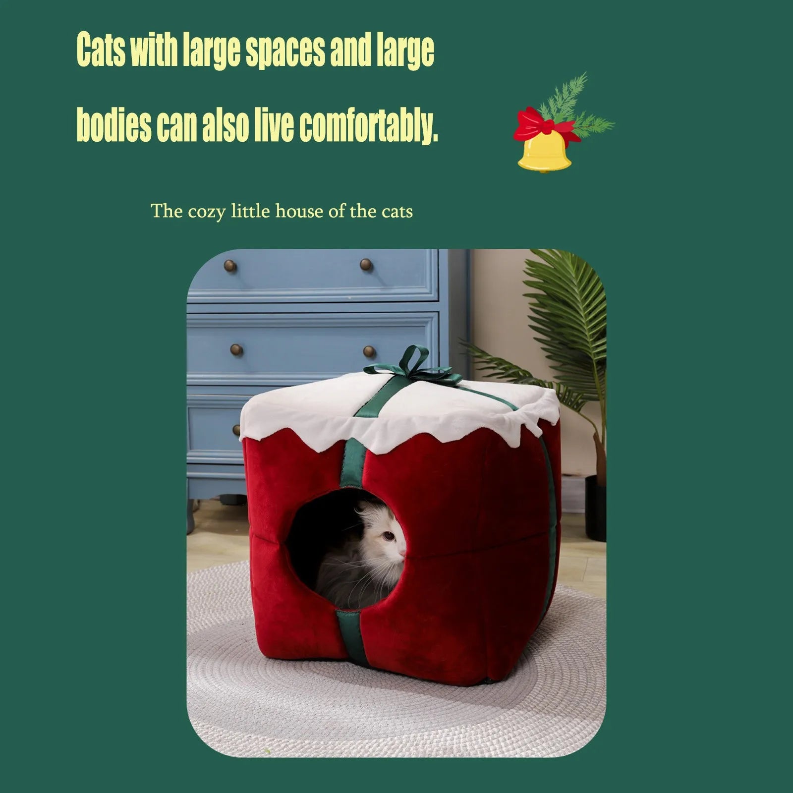 Cats Bed Warm Accessories Christmas Pet Supplies for Winter Dog Mat Products House Houses Habitats Things Goods Accessory Basket