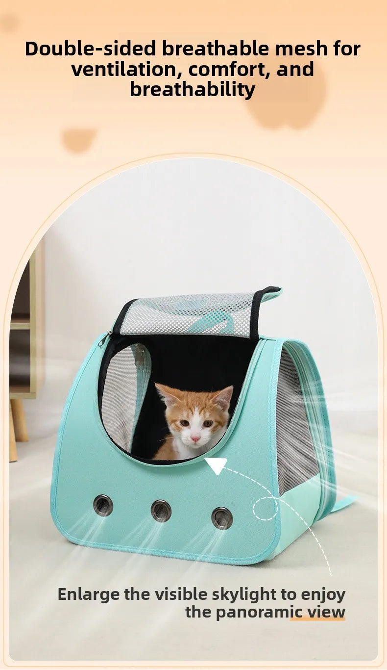 Cat bag hand-held dual shoulder two in one wear-resistant large capacity portable breathable mesh irresistible to cats