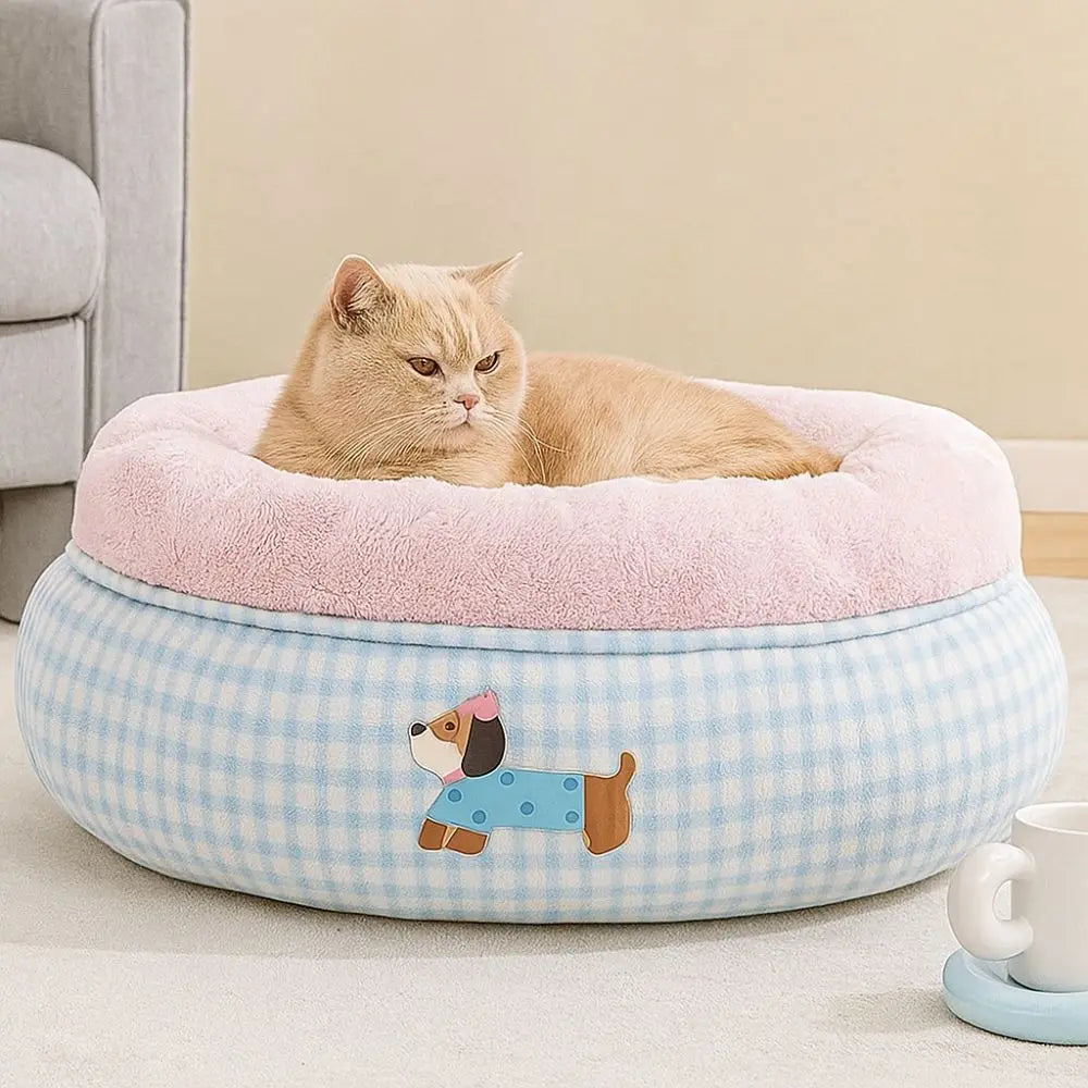 Cute Cartoon Pet Dog Bed Soft Warm Cat Sleeping Mattres Semi-surrounded Thickened Pet Nest Kennel For Dogs Puppy Kitten