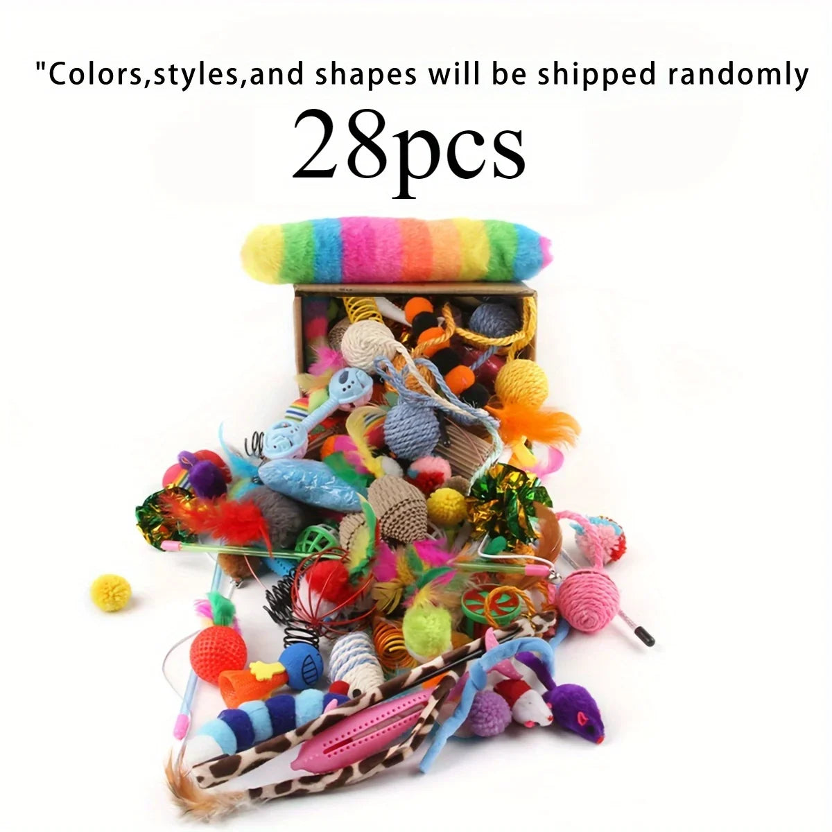 56/28/14PCS Pet Kitten Toys Variety Cat Toy Combination Set Cat Toy Funny Cat Stick Sisal Mouse Bell Ball Cat Supplies