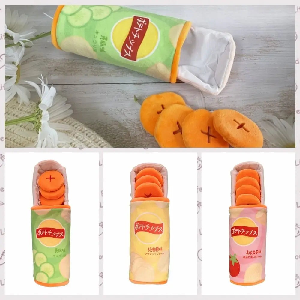 Bite Resistant Simulated Potato Chip Dog Toy Wear Resistant Removable Pet Snuffle Toy Plush Interactive Dog Puzzle Toys