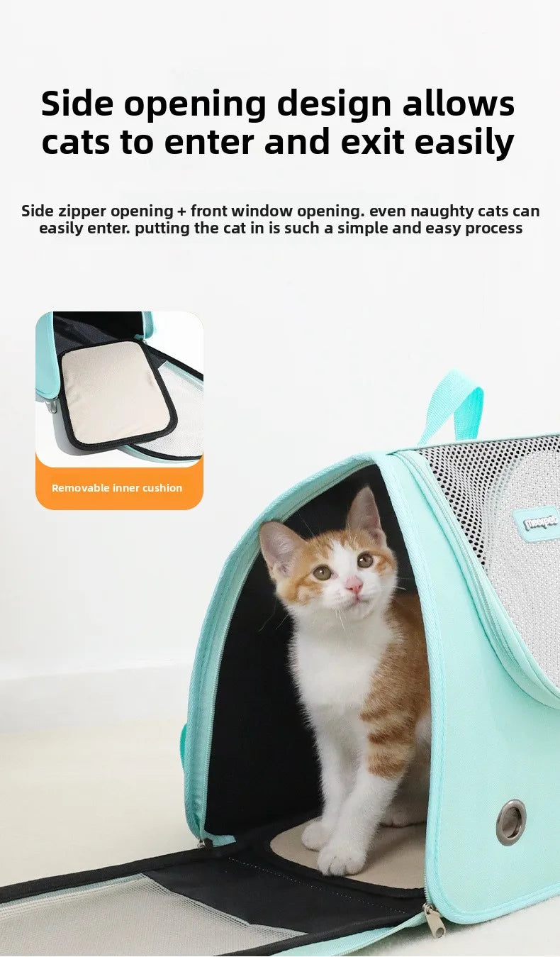 Cat bag hand-held dual shoulder two in one wear-resistant large capacity portable breathable mesh irresistible to cats