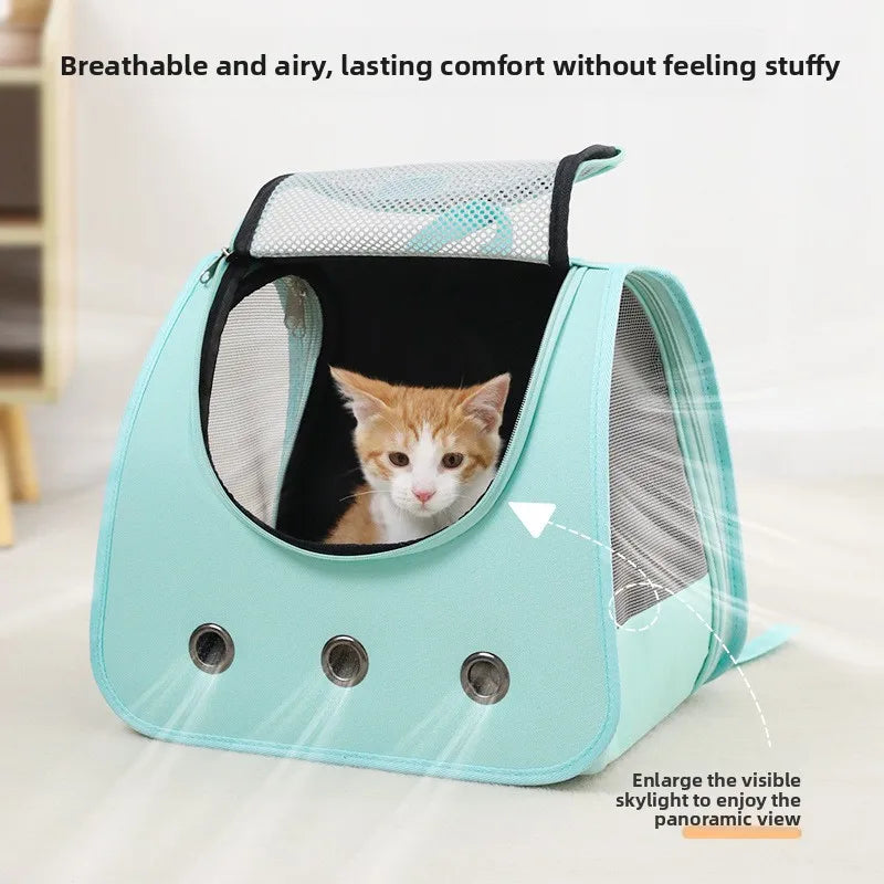 Cat bag hand-held dual shoulder two in one wear-resistant large capacity portable breathable mesh irresistible to cats