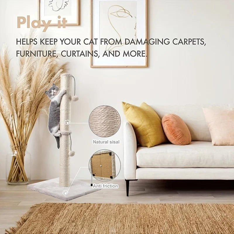 Cat Scratching Post Premium Basics Kitten Scratcher Sisal Scratch Posts with Hanging Ball