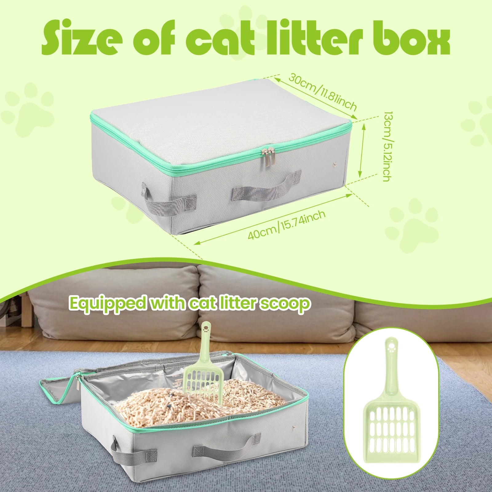 Foldable Cat Litter Box Waterproof Cat Litter Carrier with Handle Portable Collapsible Litter Carrier for Travel Hotel Camping