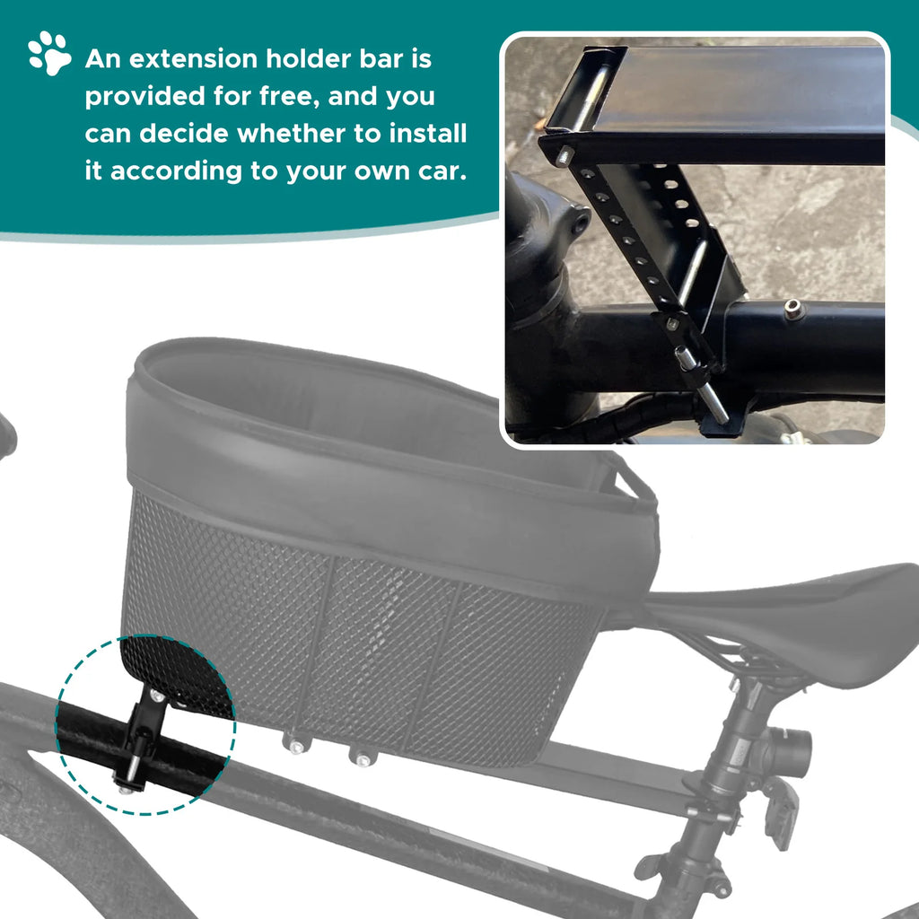 Dog Bike Basket Mountain Bike Shopping Basket Portable Cat and Dog Carrier for Bike Front Crossbar with Sponge Liner SafetyStrap