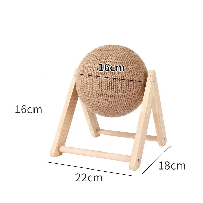 Cat Scratching Ball Wood Stand Pet Furniture Sisal Rope Ball Toys Kitten Climbing Scratcher Grinding Paws Scraper Accessories