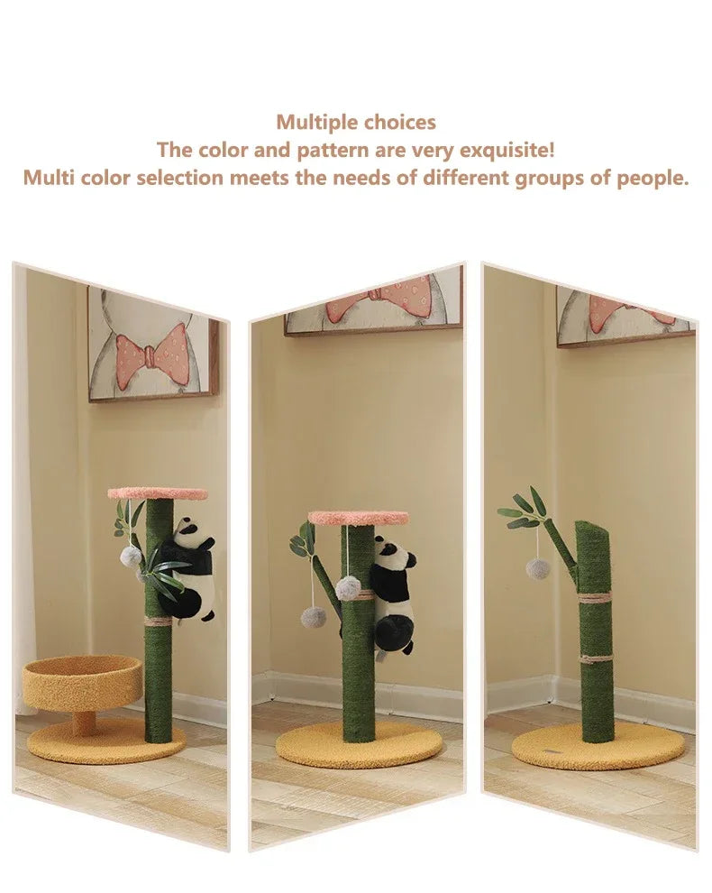 Cat Climbing Frame Sisal Comforts Grinding Claw Nest Wooden Climbing Frame Cat Jumping Platform Cute Panda Modelling Pet Supplie
