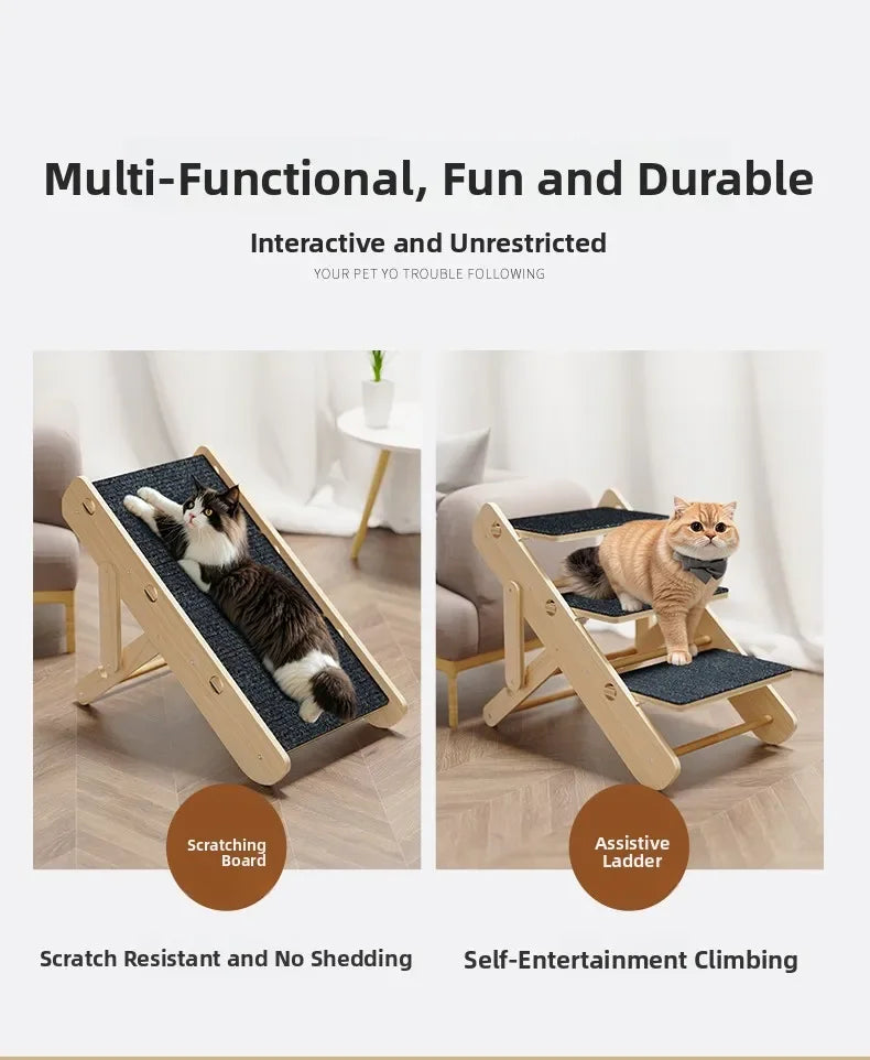 Foldable Puppy Stairs Multi-Functional Ramp for Dogs Cat Scratching Board Pet Dog Stairs Portable Climbing Wear-Resistant Ladder