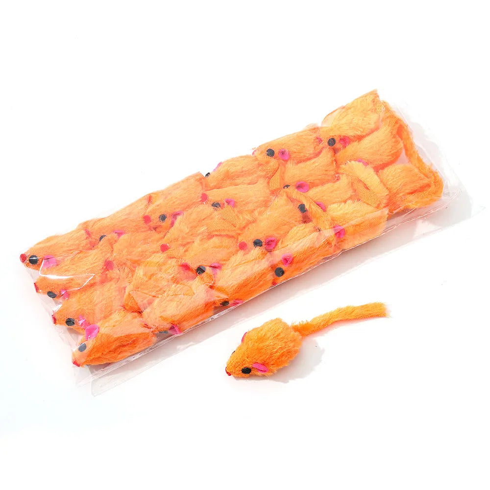 24pcs/pack Pet Cat Mouse Toys Simulation Plush Mouse Toys for Cat Interactive Game Playing Kitten Pet Supplies Random Color