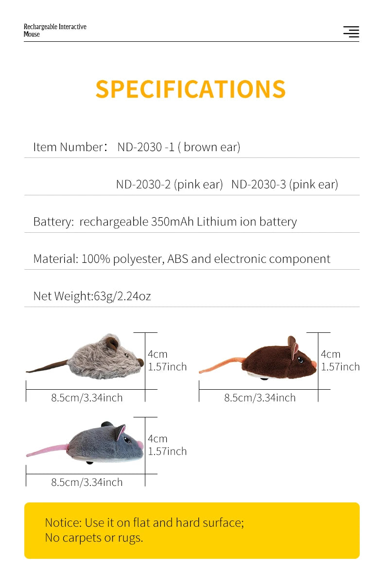 Electric Interactive Mouse Cat Toys Funny Plush Toy Smart Pet Interactive Movement Toys Fast Moving Pet Cat Accessories