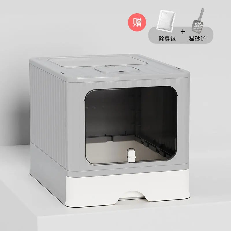 Extra Large Enclosed Cat Litter Box High Sided Anti Splash Tray with Odor Control Sealed Kitty Toilet with Deodorizer Cats