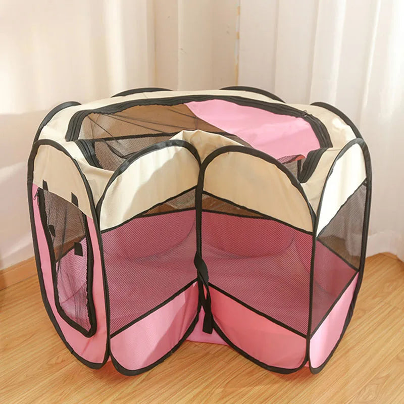 Cats and dogs delivery room pets octagonal cage breathable fence tent scratch-resistant Oxford cloth foldable cat and dog nest