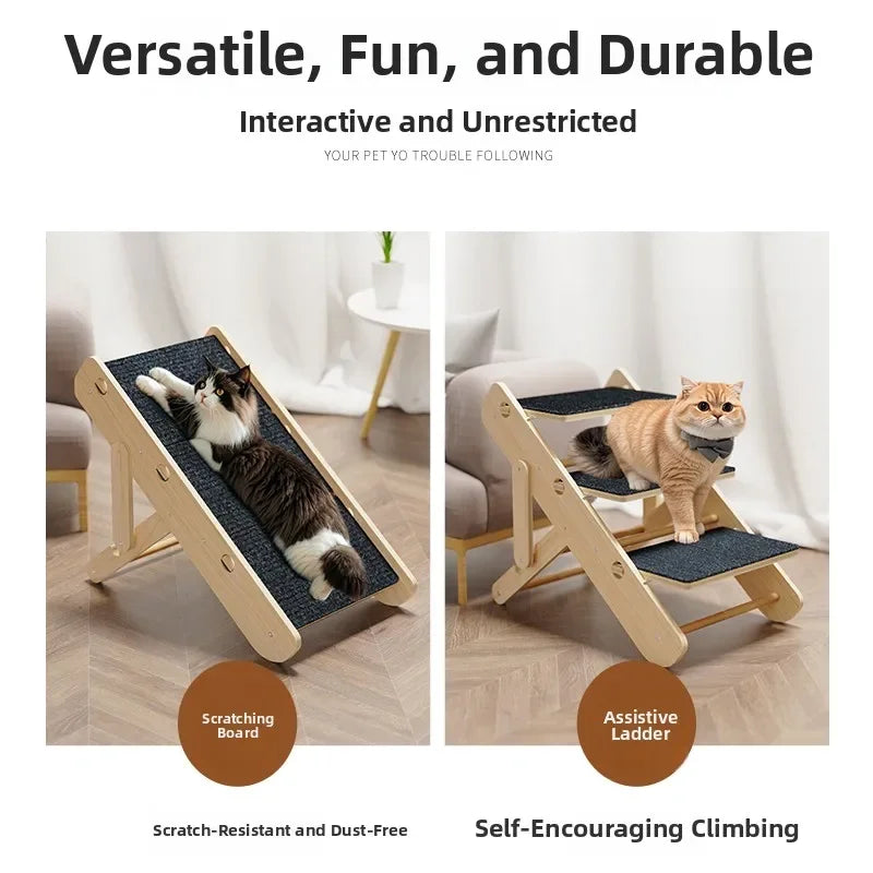 Foldable Puppy Stairs Multi-Functional Ramp for Dogs Cat Scratching Board Pet Dog Stairs Portable Climbing Wear-Resistant Ladder