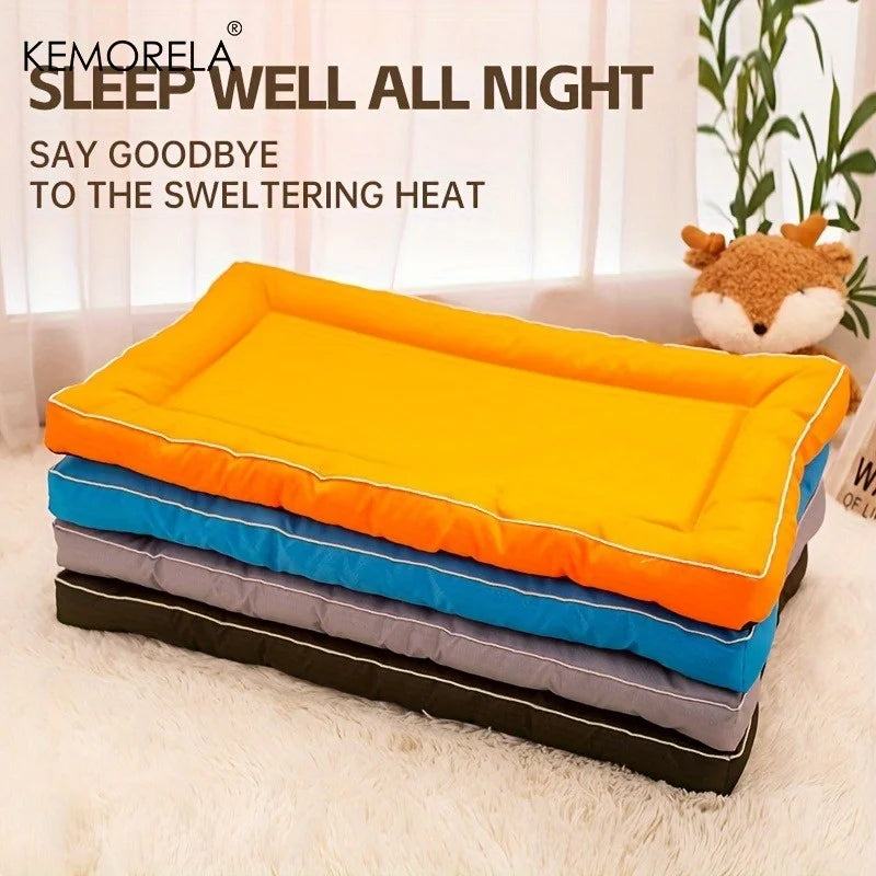 Extra Large Square Pet Bed Non-Slip Polyester Mat Cooling Design for Dogs & Cats Universal All-Season Use Multiple Color Options