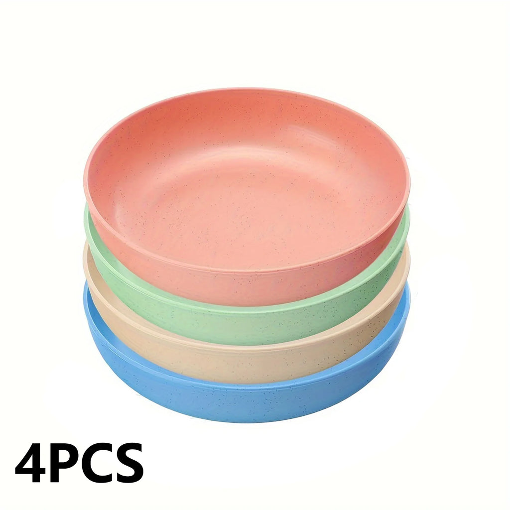 4pcs Cat Bowls, 13.97 Cm Wide Shallow Pet Food & Water Dishes, Plastic Non-Slip Colorful Feeding Plates For Small Cats, Kittens,