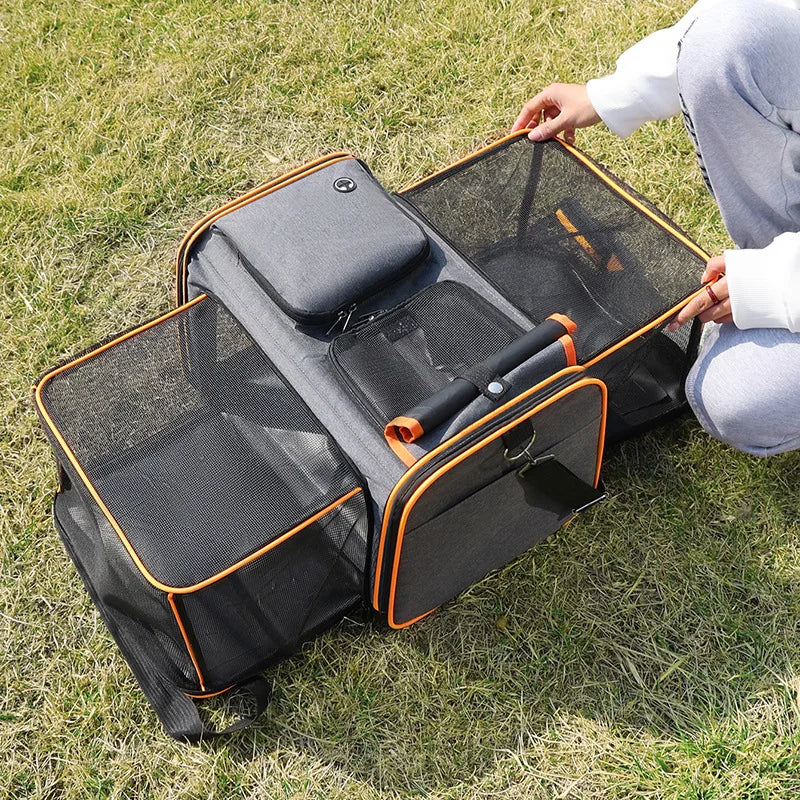 Cat Bag Foldable Large Capacity Cat Outdoor Car Expansion Portable Pet Handbag Breathable Diagonal Cross Bag for Cats and Dogs