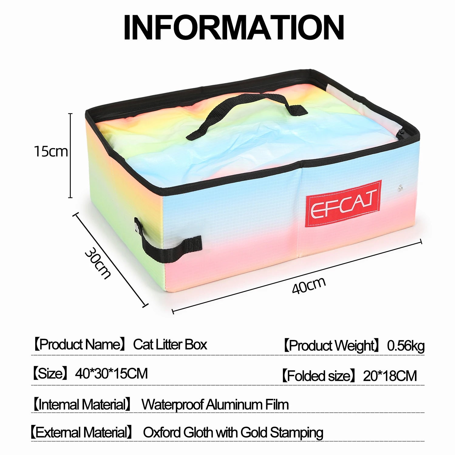 EFCAT Portable Cat Simple Litter Box With Cover Foldable Waterproof Large Size Outdoor Pet Kitten Travel Toilet