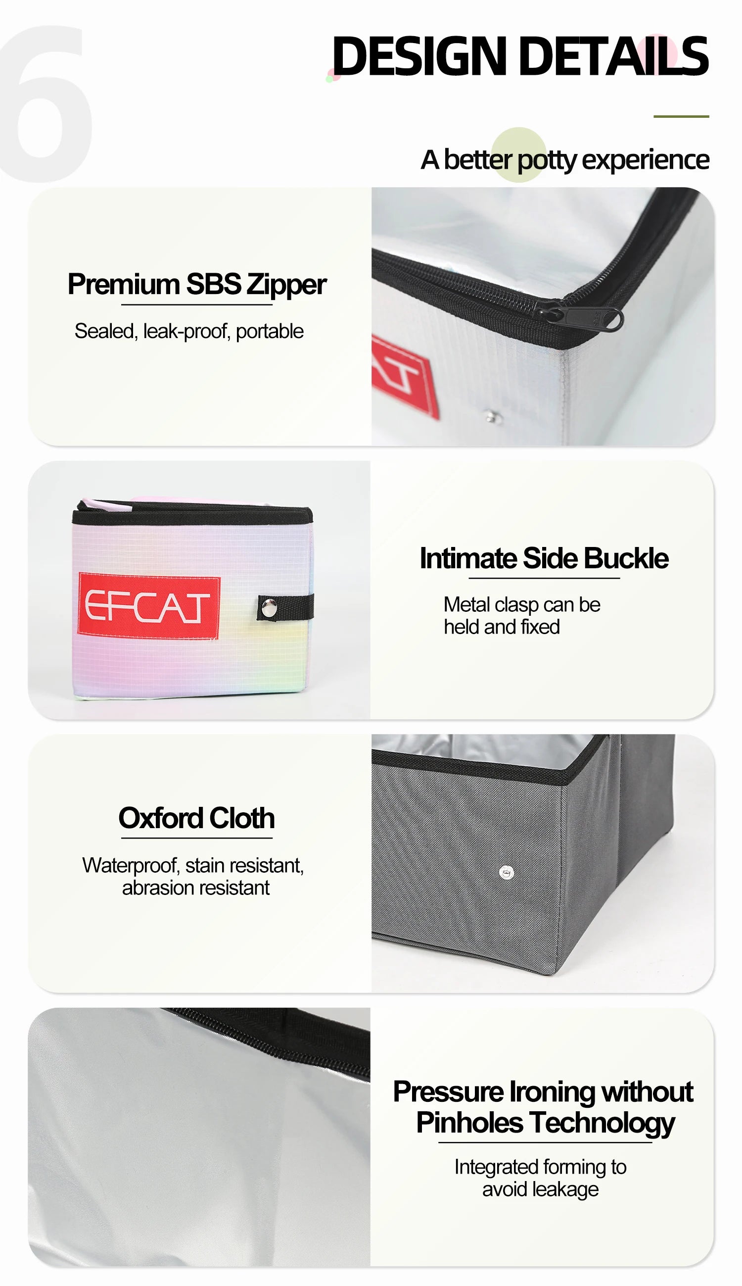 EFCAT Portable Cat Simple Litter Box With Cover Foldable Waterproof Large Size Outdoor Pet Kitten Travel Toilet