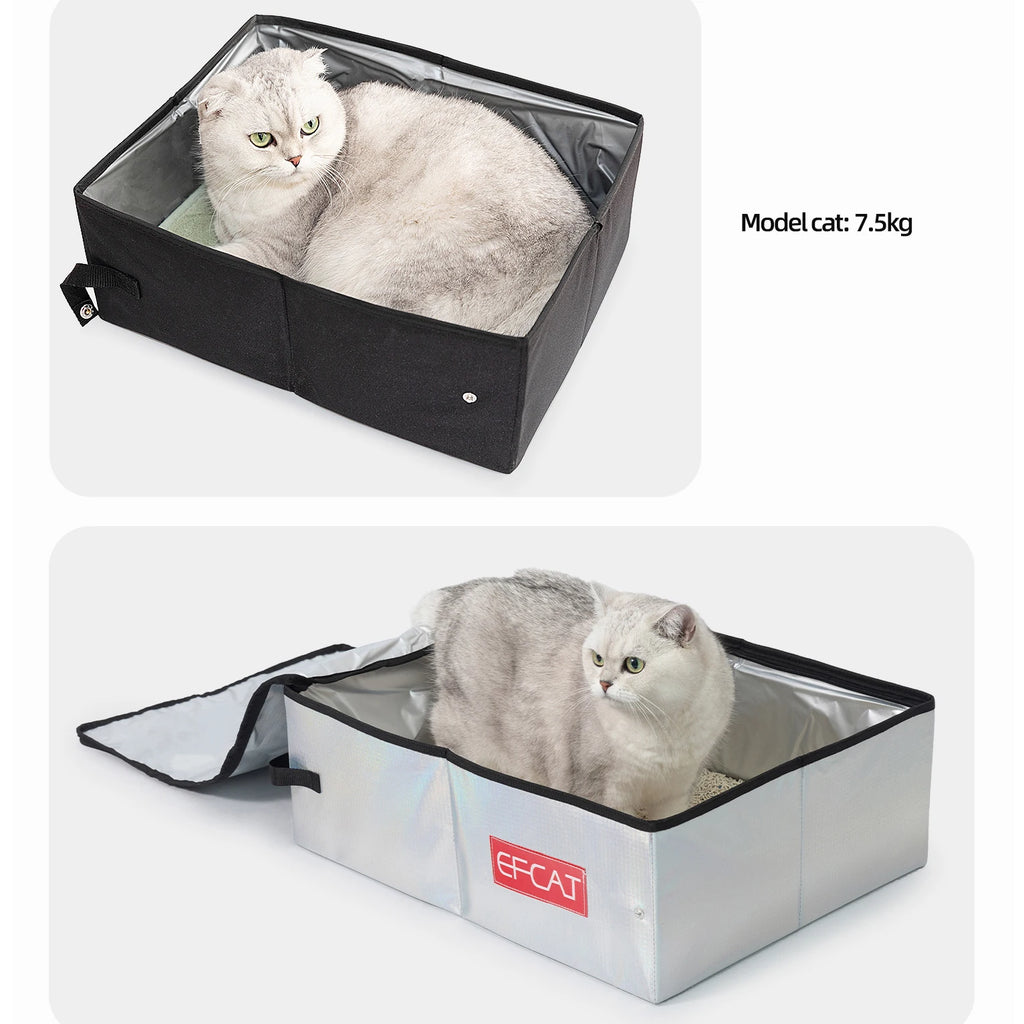 EFCAT Portable Cat Simple Litter Box With Cover Foldable Waterproof Large Size Outdoor Pet Kitten Travel Toilet