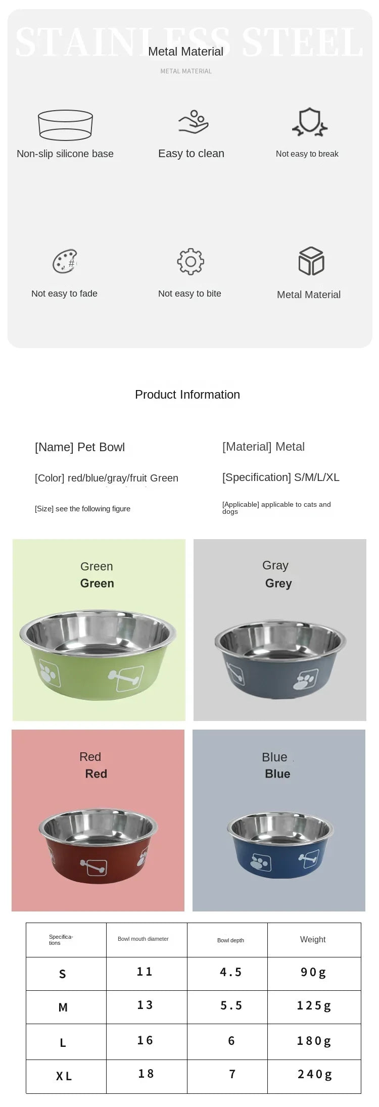 Durable Pet Food Bowl Stainless Steel Double-layer Thickened Anti-slip Water Pet Feeder Water Basin Universal for Cats and Dogs