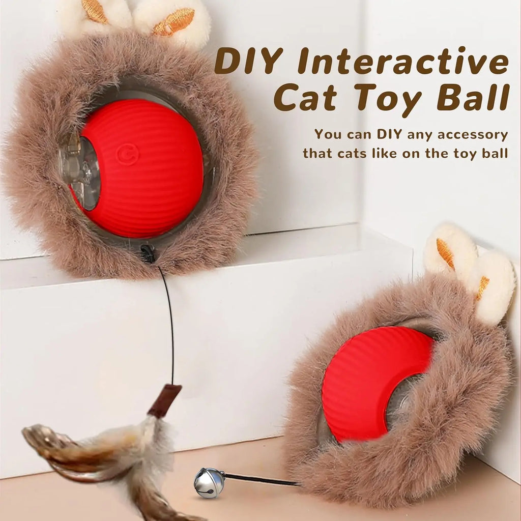 Cat Interactive ball Toy, Automatic Rolling Ball with Tail, Rechargeable Smart Pet Interactive Toy, Intelligent toy for Cat