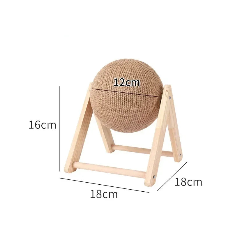Cat Scratching Ball Wood Stand Pet Furniture Sisal Rope Ball Toys Kitten Climbing Scratcher Grinding Paws Scraper Accessories