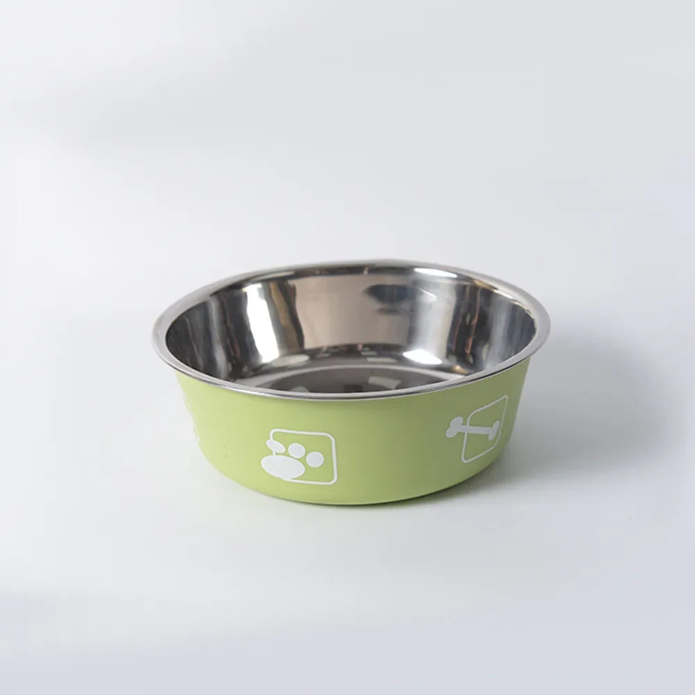 Durable Pet Food Bowl Stainless Steel Double-layer Thickened Anti-slip Water Pet Feeder Water Basin Universal for Cats and Dogs