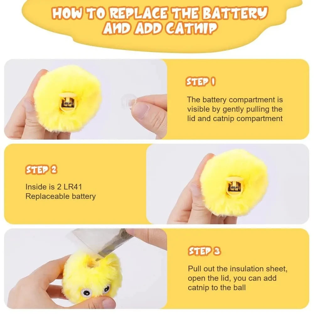 Automatic Cat Toy with Random Barking Sounds, Interactive Plush Ball for Boredom Relief & Exercise, Electric Pet Teaser Gift