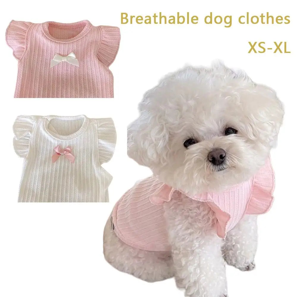 Cute Bow Dog Vest 2025 Dog Clothes Puppy Pullover Summer Pet Clothes Breathable Two-Legged Clothes Solid Color Cat Pet Products