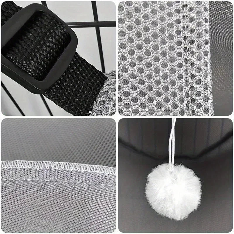 Breathable Mesh Hanging Pet Bed - Adjustable Cat Hammock for Indoor Use, Comfortable Suspended Sleeping Nest with Metal Frame