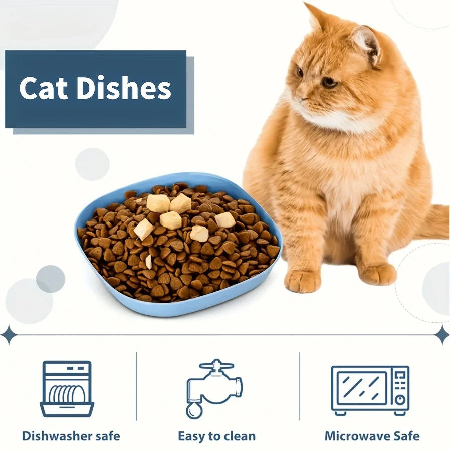 3/10/20pcs Non-Slip Plastic Cat Bowls Set Shallow Pet Food & Water Dishes Suitable for Kittens Short Leg Cat Ferrets Stray Cats