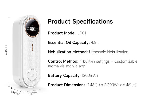 Essential Oil Diffuser with APP Control, Aroma Diffuser (Auto Spray, Desktop Wall Mountable) for Home Office, with Refill Liquid