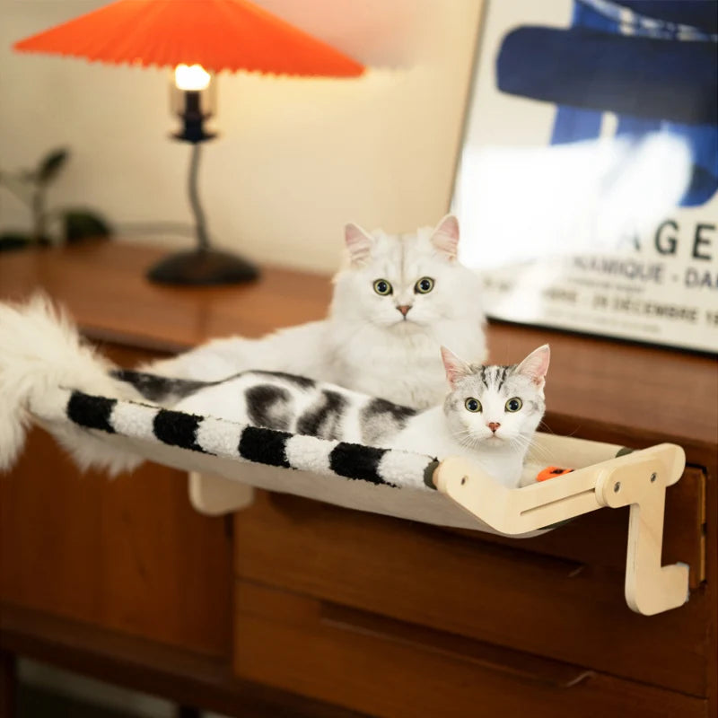 Hanging Pet Cat Bed Window Hammock Sofa House Furniture Kitten Indoor Washable Removable Seat Wooden Sleeping Bed Perch Shelves