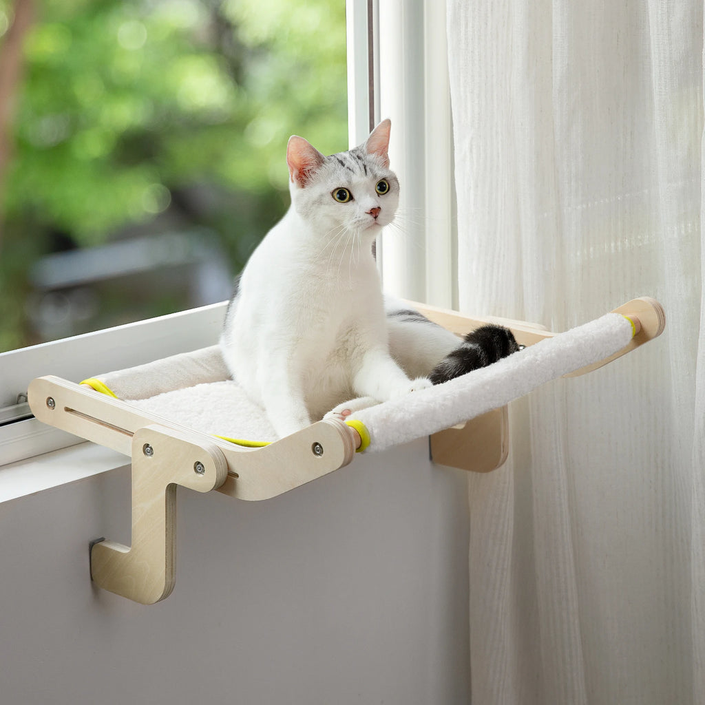 Hanging Pet Cat Bed Window Hammock Sofa House Furniture Kitten Indoor Washable Removable Seat Wooden Sleeping Bed Perch Shelves