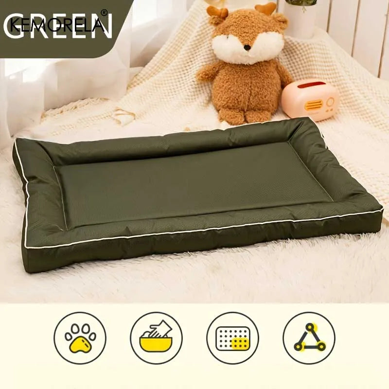 Extra Large Square Pet Bed Non-Slip Polyester Mat Cooling Design for Dogs & Cats Universal All-Season Use Multiple Color Options