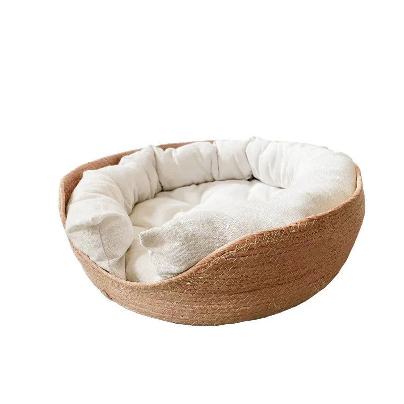 HOOPET Four Seasons Pet Bed Kennel for Cat Puppy Dog Beds Sofa Handmade Bamboo Weaving Cat Cozy Nest Pet Accessories