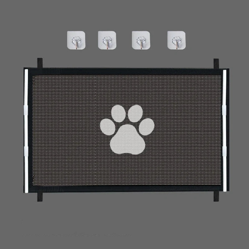 Dog Gate for Stairs - Pet House Screen Door with 4 Hooks, Indoor Safety Fence Barrier, Stairway Pet Gate for Dogs Cats