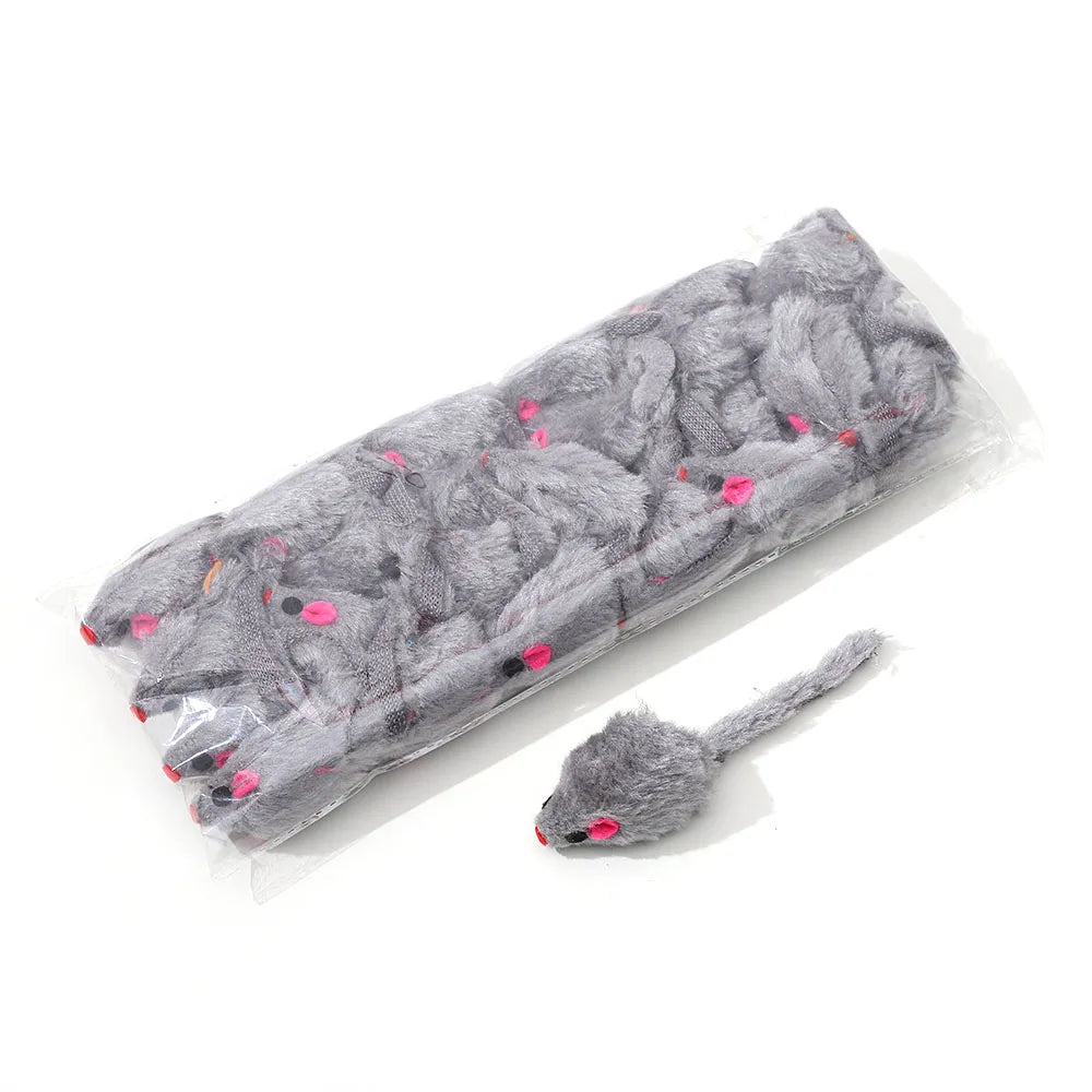 24pcs/pack Pet Cat Mouse Toys Simulation Plush Mouse Toys for Cat Interactive Game Playing Kitten Pet Supplies Random Color