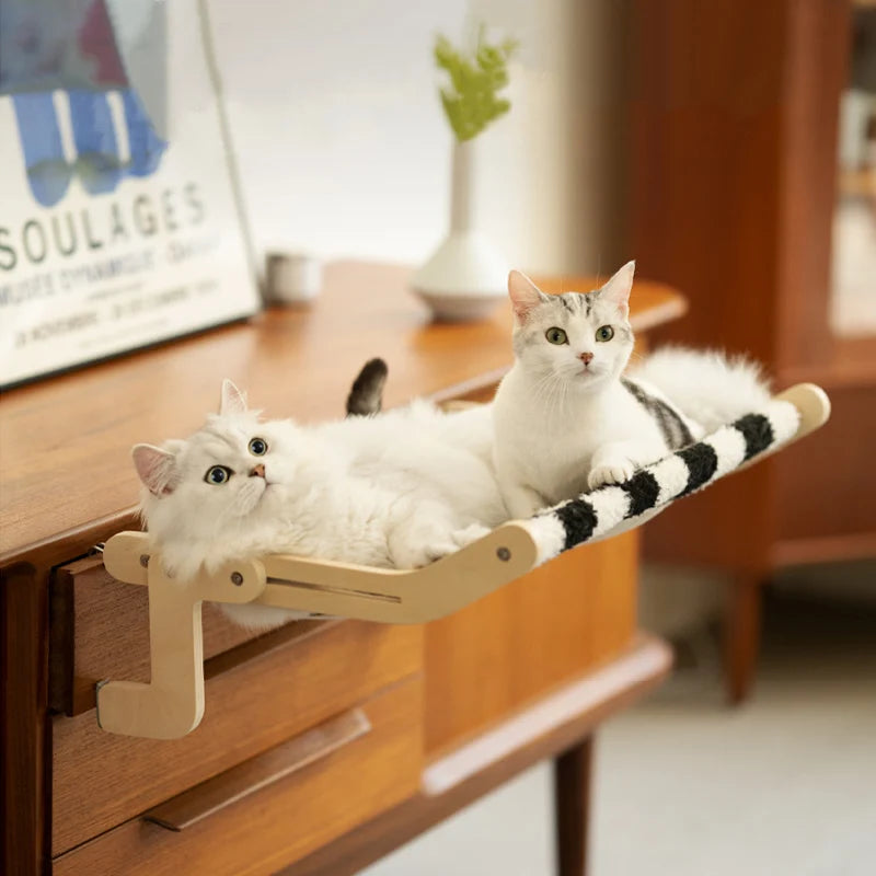Hanging Pet Cat Bed Window Hammock Sofa House Furniture Kitten Indoor Washable Removable Seat Wooden Sleeping Bed Perch Shelves