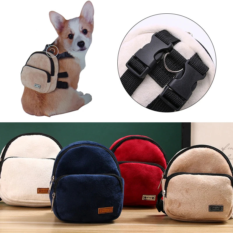 Dog Backpack Soft Pet Snack Bag Puppy Cute School Bag Convenient Large-capacity Portable Pet Carrier Bag Outdoor Pet Supplies