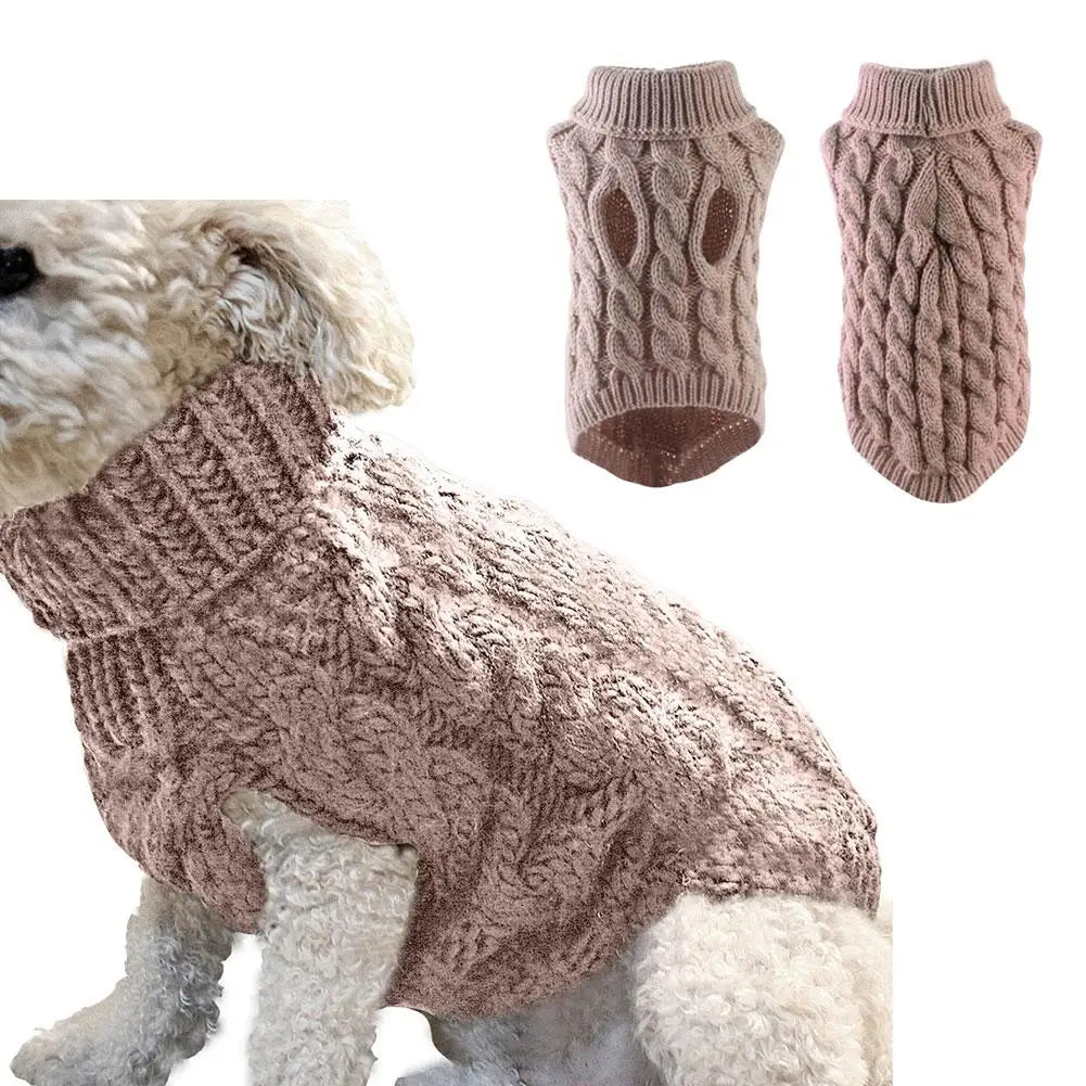 2025 New Pet Small Pet Dog Clothes Sweater Fashion Autumn Winter Solid Fried Dough Twists Knitting Warm Comfort Clothing