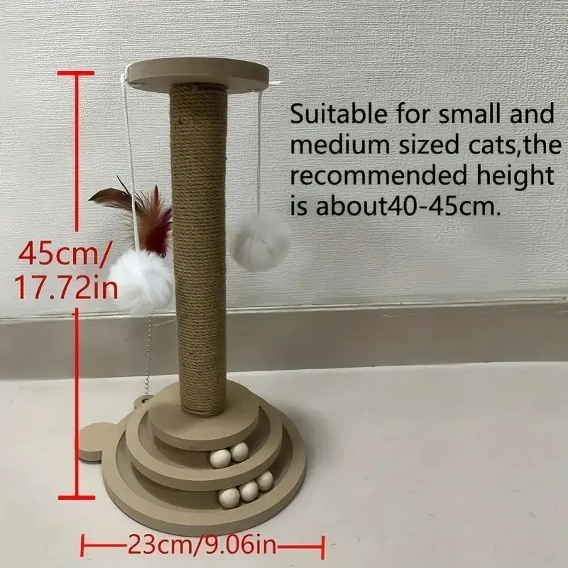 Cat Scratching Posts & Climbing Frames Pest-Resistant Wear-Resistant Sisal Pets Toys with Teaser Wands Cat Scratcher Turntable