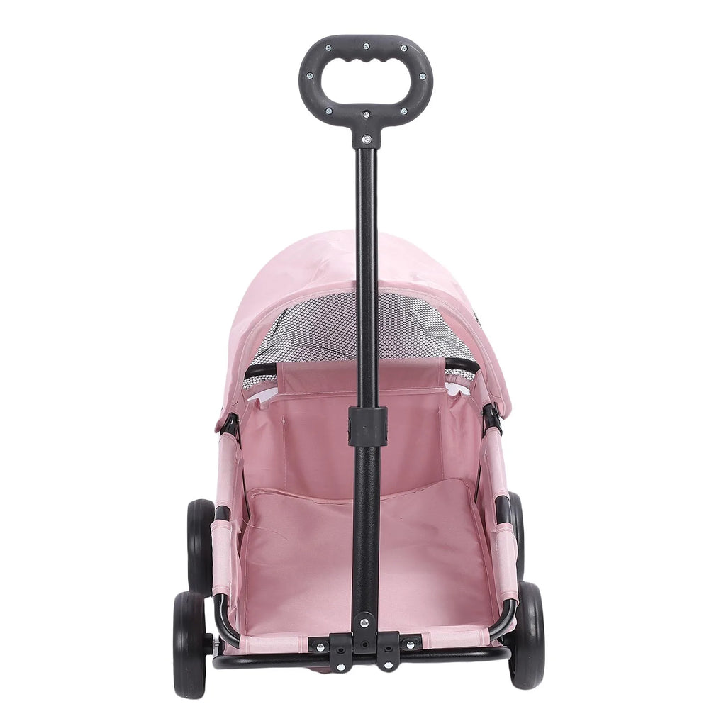 Foldable Pet Stroller with Canopy 4 Wheels Pet Strolling Cart for Small Dogs Cats Lightweight Easy Assembly Multifunctional Use