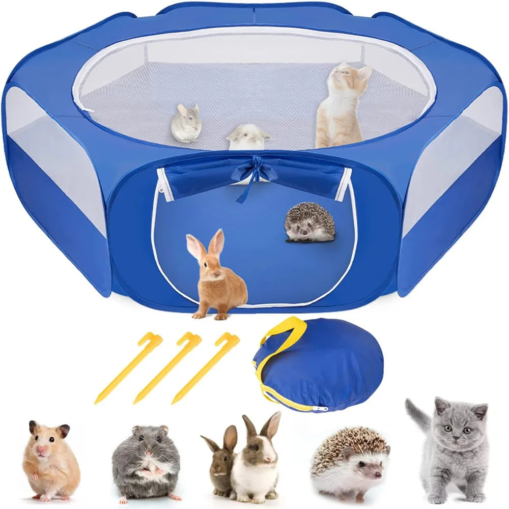 Animal Playpen Pet Portable Foldable Exercise Fence with Side Door Outdoors Pet Cage Tent for Cats/Dogs/Rabbits/Hamster