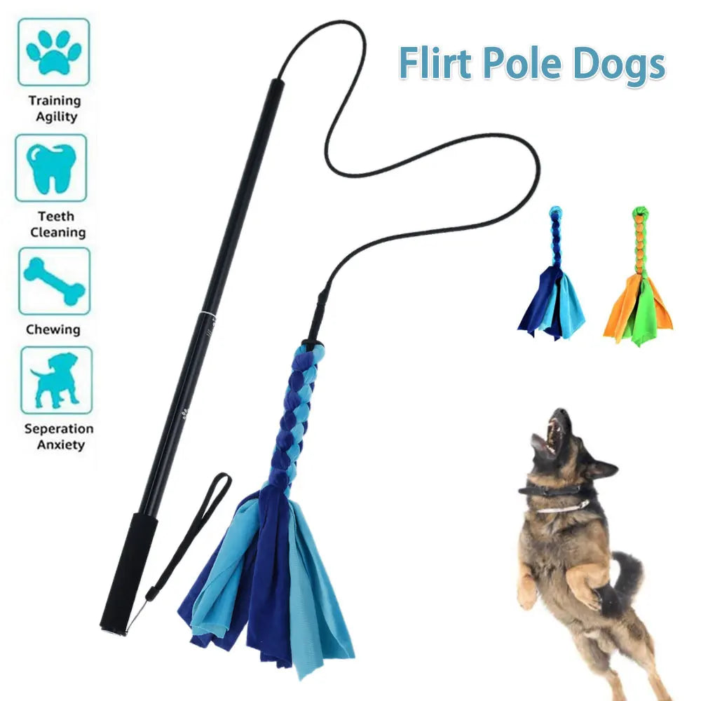 Dogs Flirt Lure Pole Stick Toys Pet Interactive Chasing Tail Teaser Wand Training Chewing Rope Cat Pet