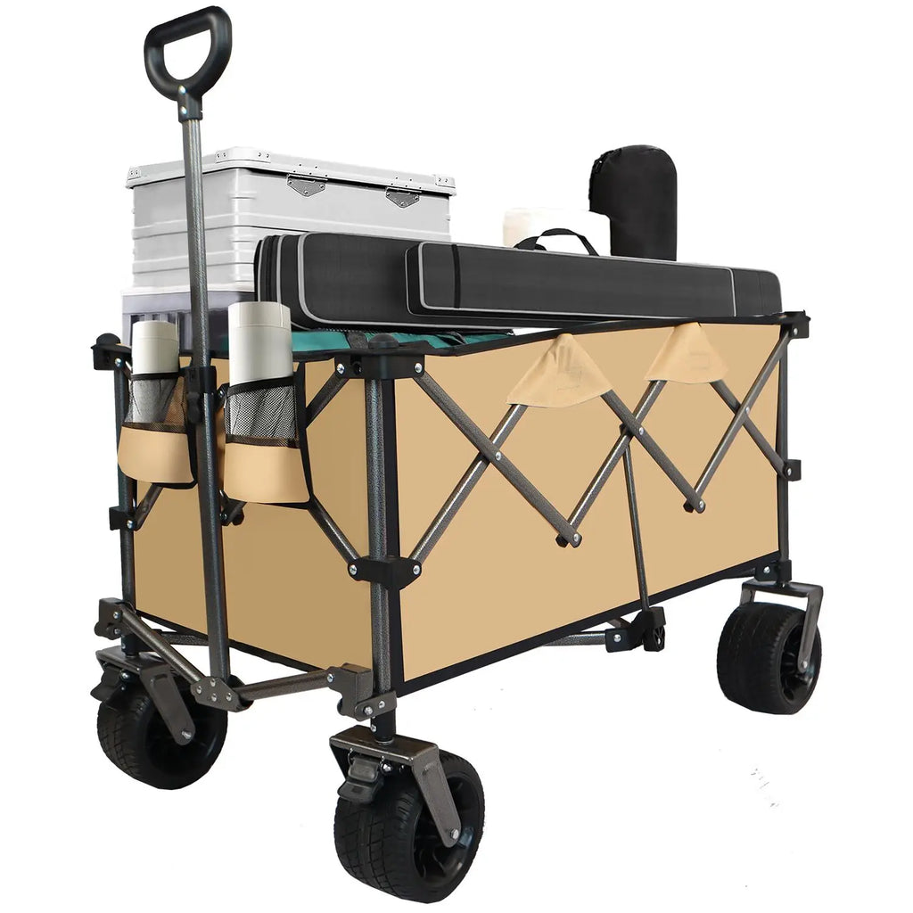 Collapsible Folding Camping Cart Push Pull Beach Wagon for Convenient Travel